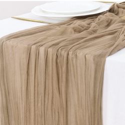 Nude Brown Cheesecloth Table Runner Summer