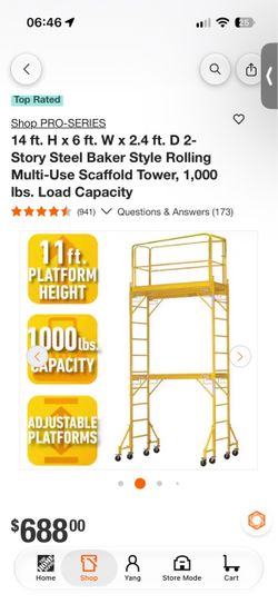PRO-SERIES 2-Story Rolling Scaffold Tower with 1000 lb. Load Capacity