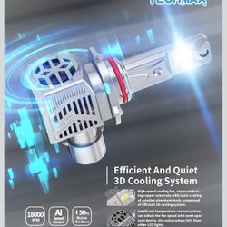 TECHMAX 9005 Light Bulbs, 6500K Xenon White Fog Light with 18000 RPM Cooling Fan Plug & Play, Pack of 2