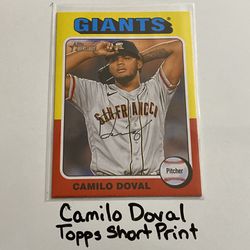 Camilo Doval San Francisco Giants Pitcher Topps Short Print Card. 