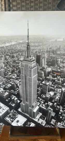 H35.5 in W24 in  Empire State Building – New York City | Black & White Wall Art