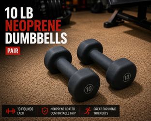Pair of 10 lb neoprene dumbbells in good condition.