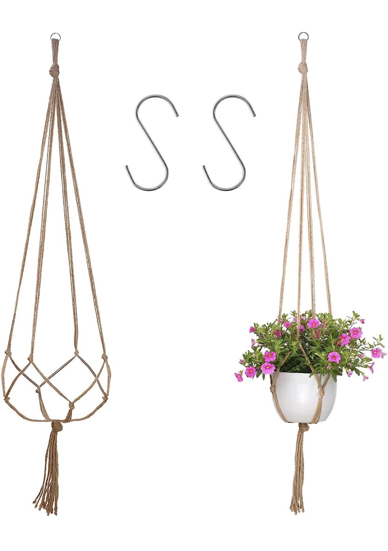 SGFJCHY 2 Pack Rope Plant Hanger 35 Inches Plant Hanger with Hooks Flower Pot Plant Holder for Indoor Outdoor Decorations