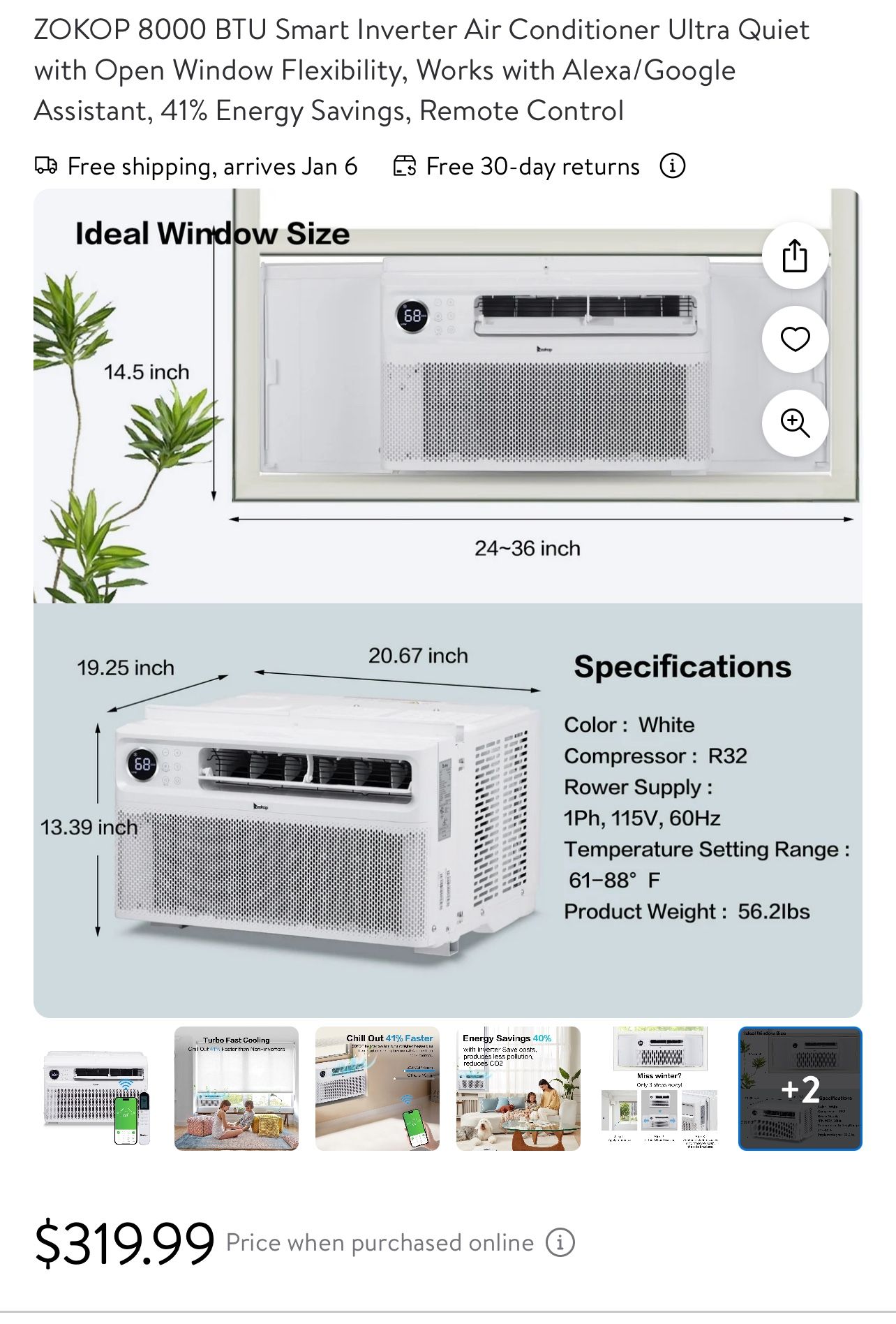 8000 BTU Window AC Unit Brand New 