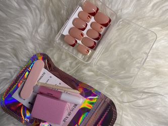 Red Short Square French Tip Press Ons 