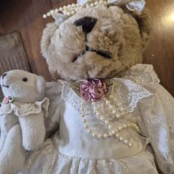 Vintage victorian bear with smaller bear