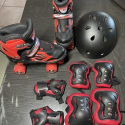 Red Roller Blades With Gear For Kids