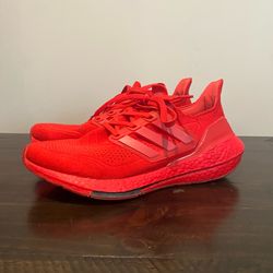 Adidas Ultraboost 21 Red Running Shoes Size 7.5