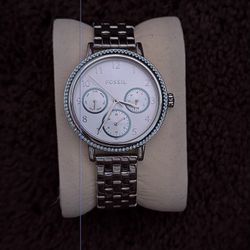 Silver Fossil Watch