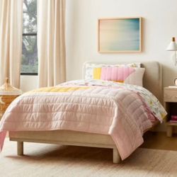 MUST GO! West Elm Romi Upholstered Twin Bed + Twin Foam Mattress