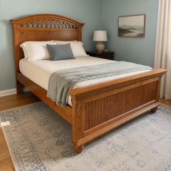 Full Size Solid Wood Bed Frame + Mattress