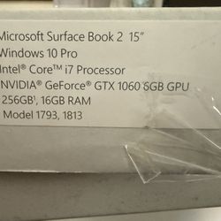 Surface book 2 15-inch i7-8650U gtx1060 16GB RAM 256SSD