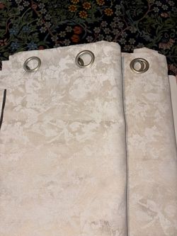 Beige Floral Jacquard Blackout Curtains 52x84 New