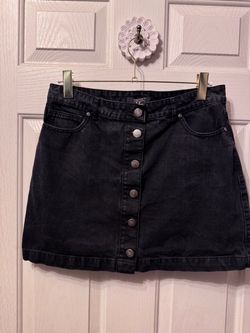 Forever 21 Black Denim Button-Front Mini Skirt XL