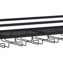 WALL MOUNTED WINE RACK AND GLASS HOLDER BLACK NEW 34” 