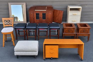 Multi-Item Furniture Lot - Desks, Stools, Cabinets, and More