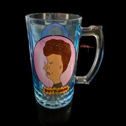 Vintage Giant Beavis and Butthead Blue Beer Mug 48oz 8.5” Tall Heavy MTV Viacom