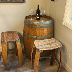 Wine Barrel Table And Stools