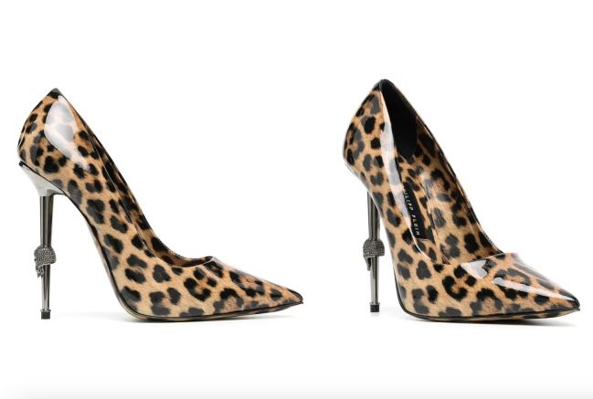 Phillip Plein Leopard Stiletto Herls with Diamond Skulls