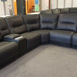 Black Leather Power sectional