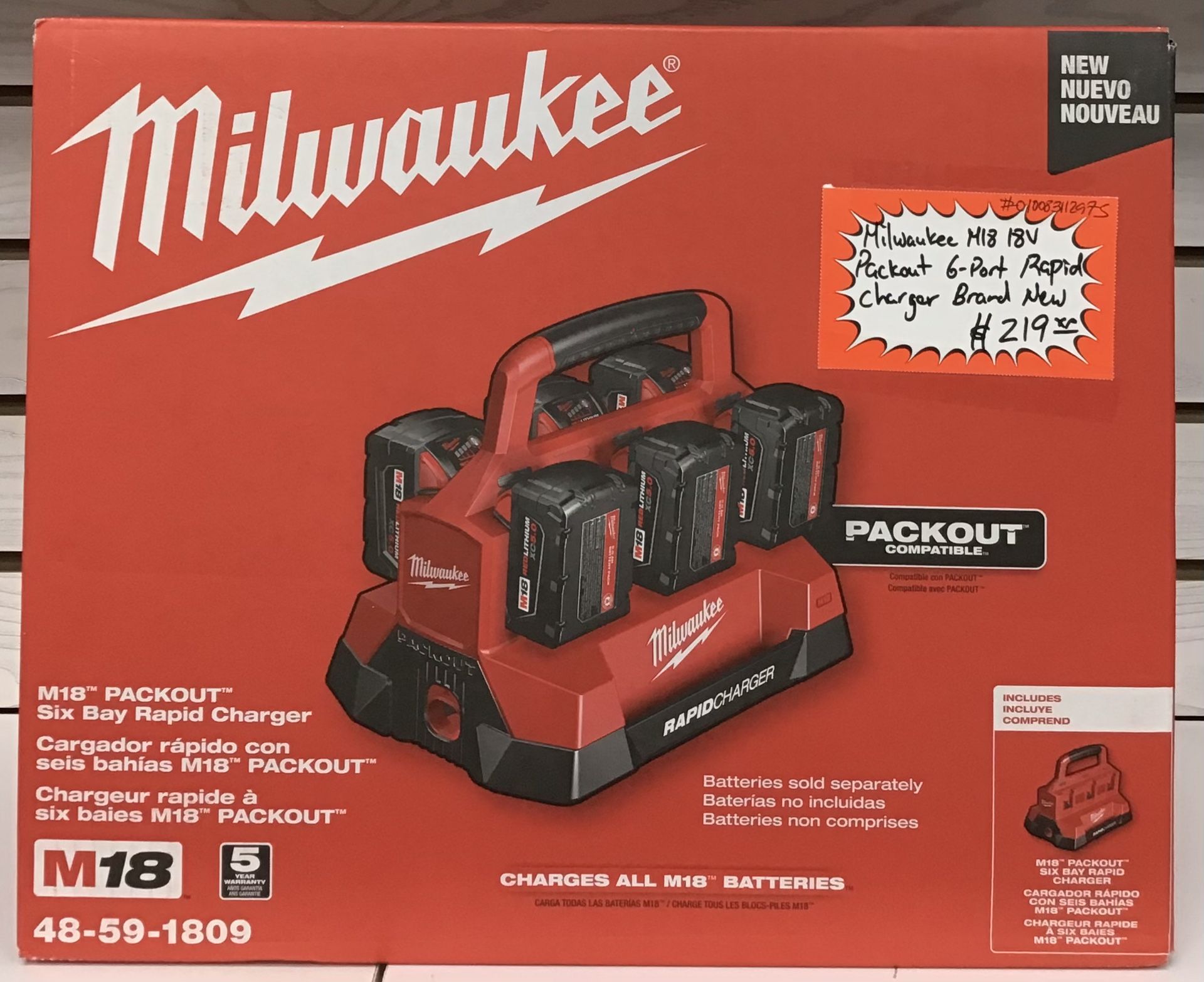Milwaukee M18 18V Packout 6-Port Rapid Charger Brand New 