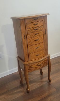 Wood Jewelry Armoire with Drawers