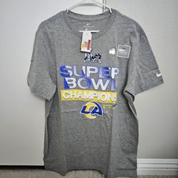 Los Angeles Rams Nike Super Bowl LVI Champions T-Shirt Heather Gray NEW Large