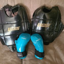 2 Lightning By Proforce Chest Sparring  Chest Guards And Sparring Mitts