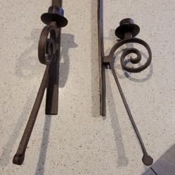 Antique Iron Candlestick Sconces