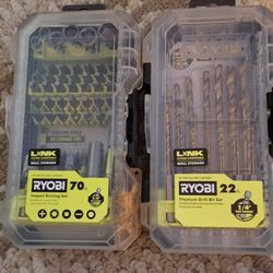 RYOBI 22 PC DRILL SET AND 70 PC IMPACT SET NEW