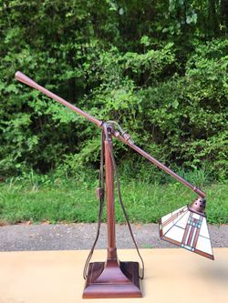 Portfolio Mission-Style Bronzed "Tiffany" Adjustable Desk Lamp