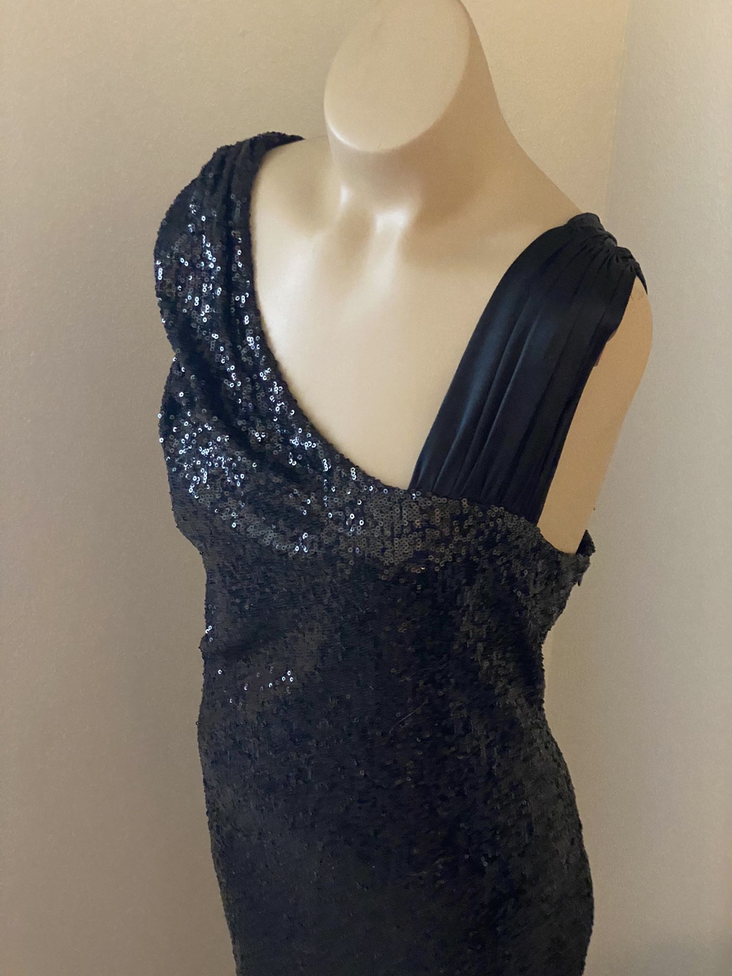 Black Sequin Off Shoulder Calvin Klein Cocktail Dress