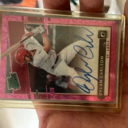 Dylan Carlson 2020 Donruss Optic Rated Rookie RPS-DC Pink Prizm Auto Cardinals