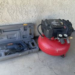 Variable-speed corded electric reciprocating  and 6-gallon portable electric pancake air compressor