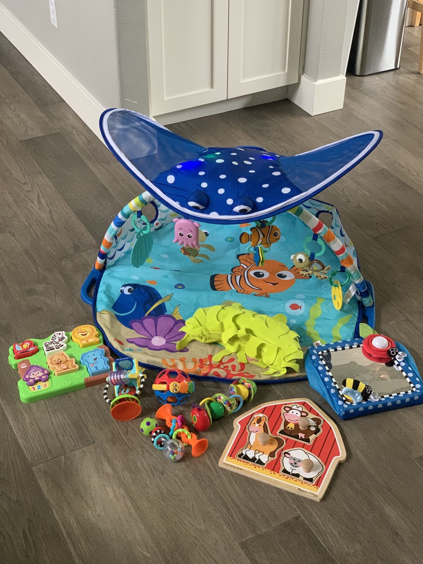 Bright Starts Disney Baby Finding Nemo Mr. Ray Ocean Lights & Music Gym with Toys