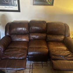 Living Room Set: Leather Couch, Loveseat and Coffee Table