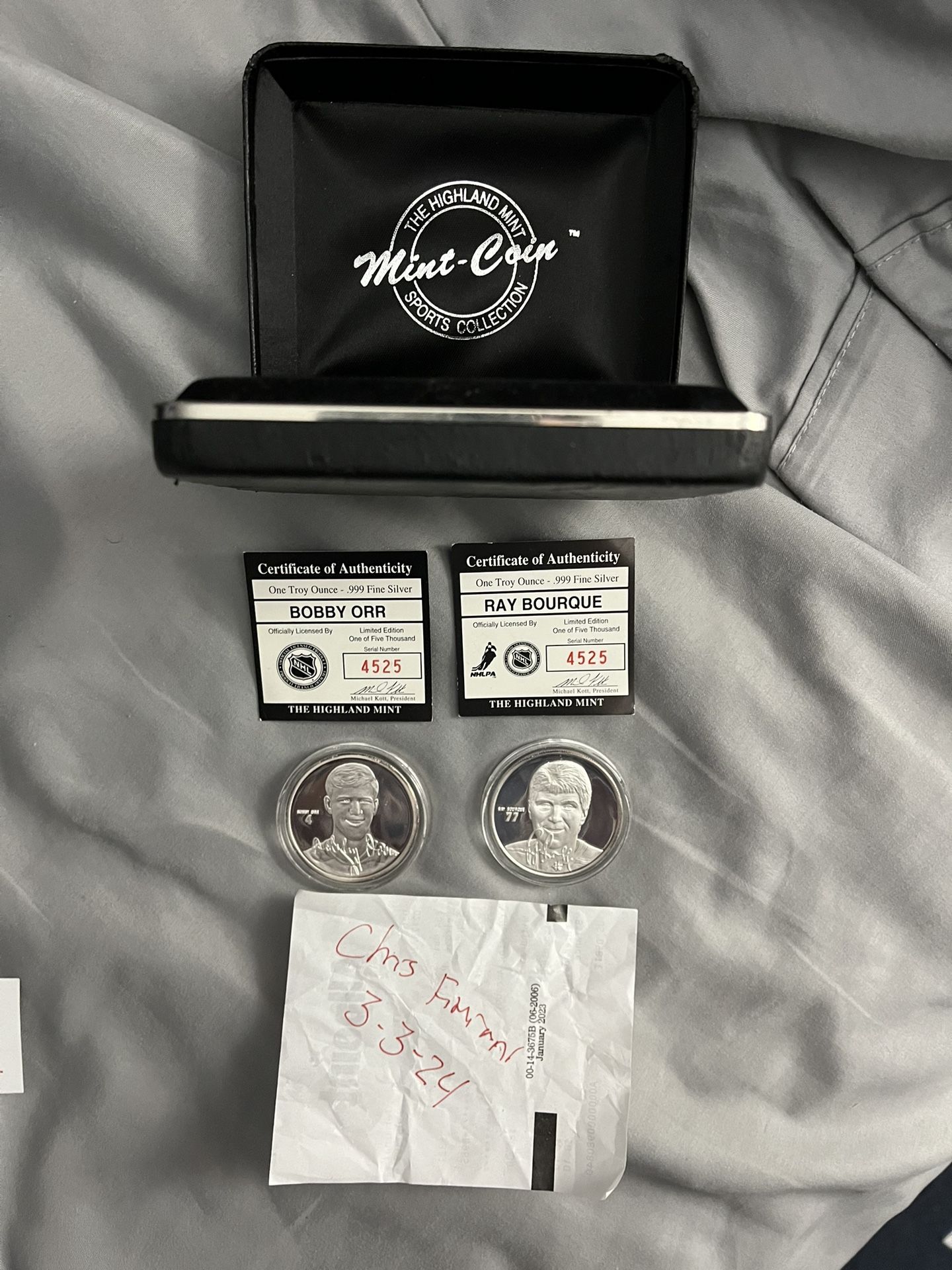 Ray Bourque And Bobby Orr Silver Coins