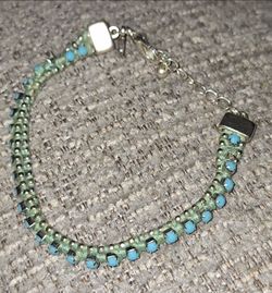 Turquoise Tennis Bracelet, Round Turquoise Gemstone Bracelet, Unisex 8" long