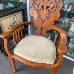 Antique Carved Wood Chair 