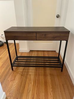 Modern Entryway Console Table with 2 Drawers & Shoe Shelf