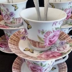 Flower Laced Tea Cup With Saucer