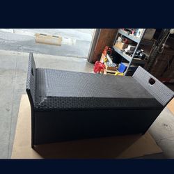 ESPRESSO 64'' x 30'' x 30'' Large Wicker Storage Box Chest Deck Poolside Storing Patio Case