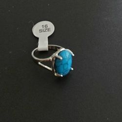 BLUE HOWLITE TURQUOISE  NEW POLISHED CABECHON SIZE 6 LADIES  RING