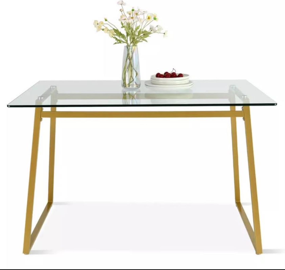 Glass Dining Table - Gold