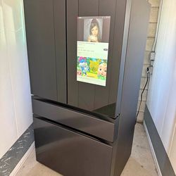 Bespoke Samsung Refrigerator Family Hub 23 cu ft in Counter Depth Charcoal Glass Matte