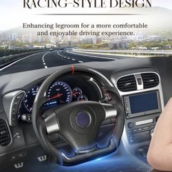 Carbon Fiber Nappa Perforated Leather D-shaped Flat-bottom for Corvette C6 2006-2011