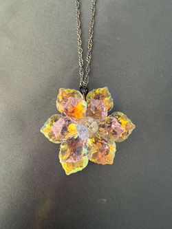Crystal Flower Pendant Necklace