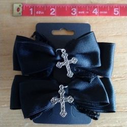 Black Bow Clips With Cross