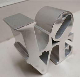 Robert Indiana LOVE Pop Art Sculpture Paperweight Brushed Aluminum Circa 1970s 3" x 3" 75.00 Firm*
