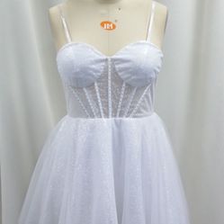 White And Silver Sparkle Party Dress !!!